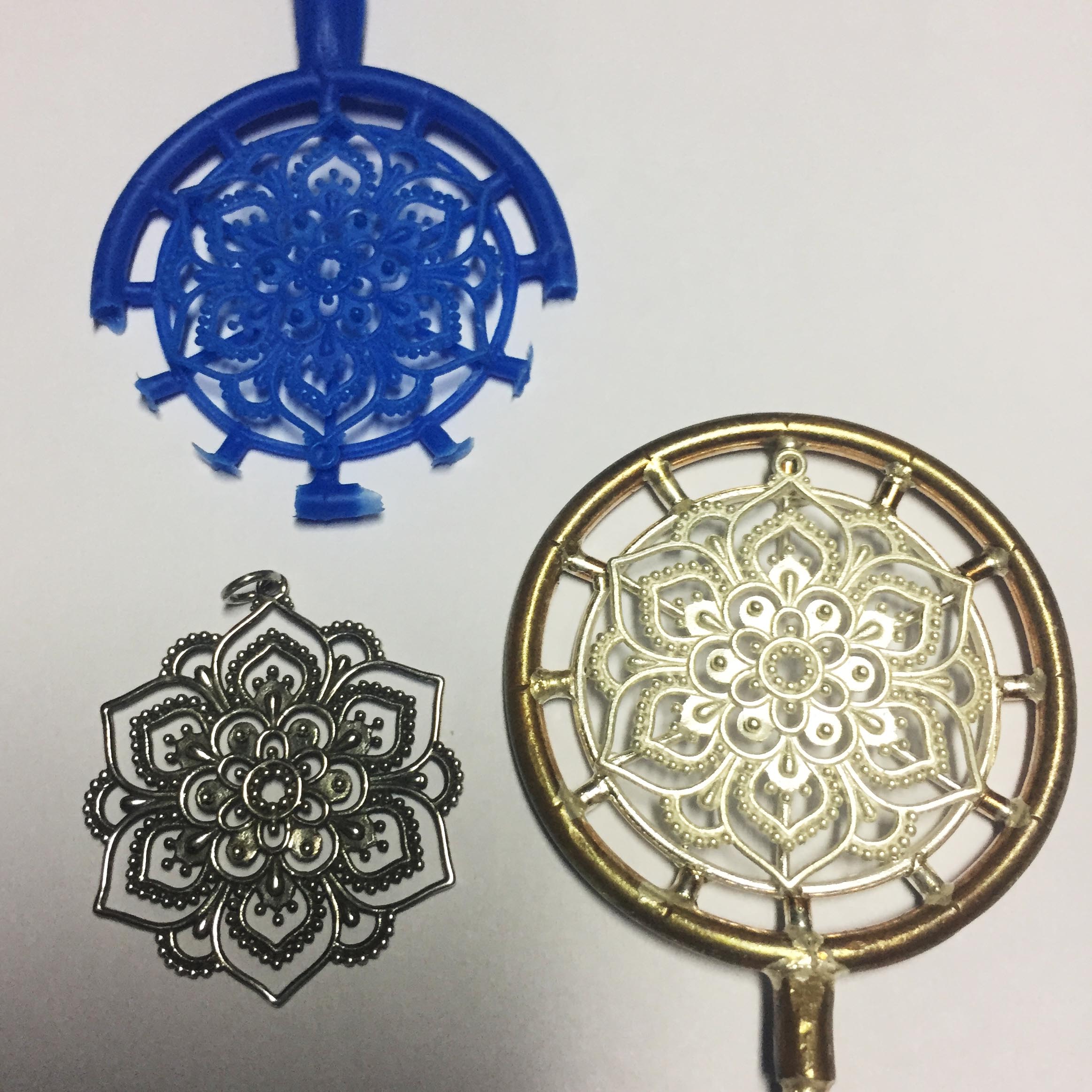 Mandala Charm and Wax Mold of Mandala Charm