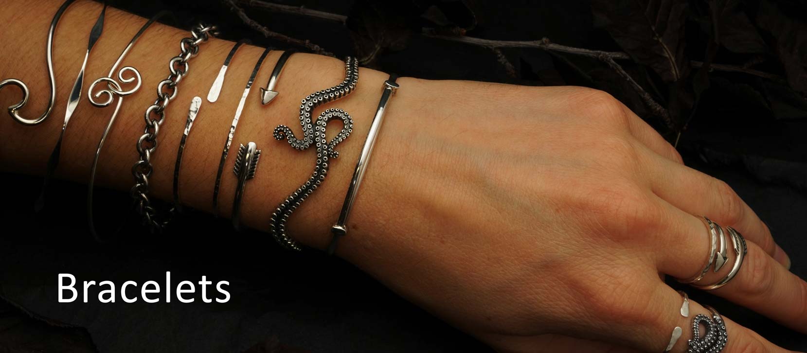 Sterling Silver bracelets on wrist