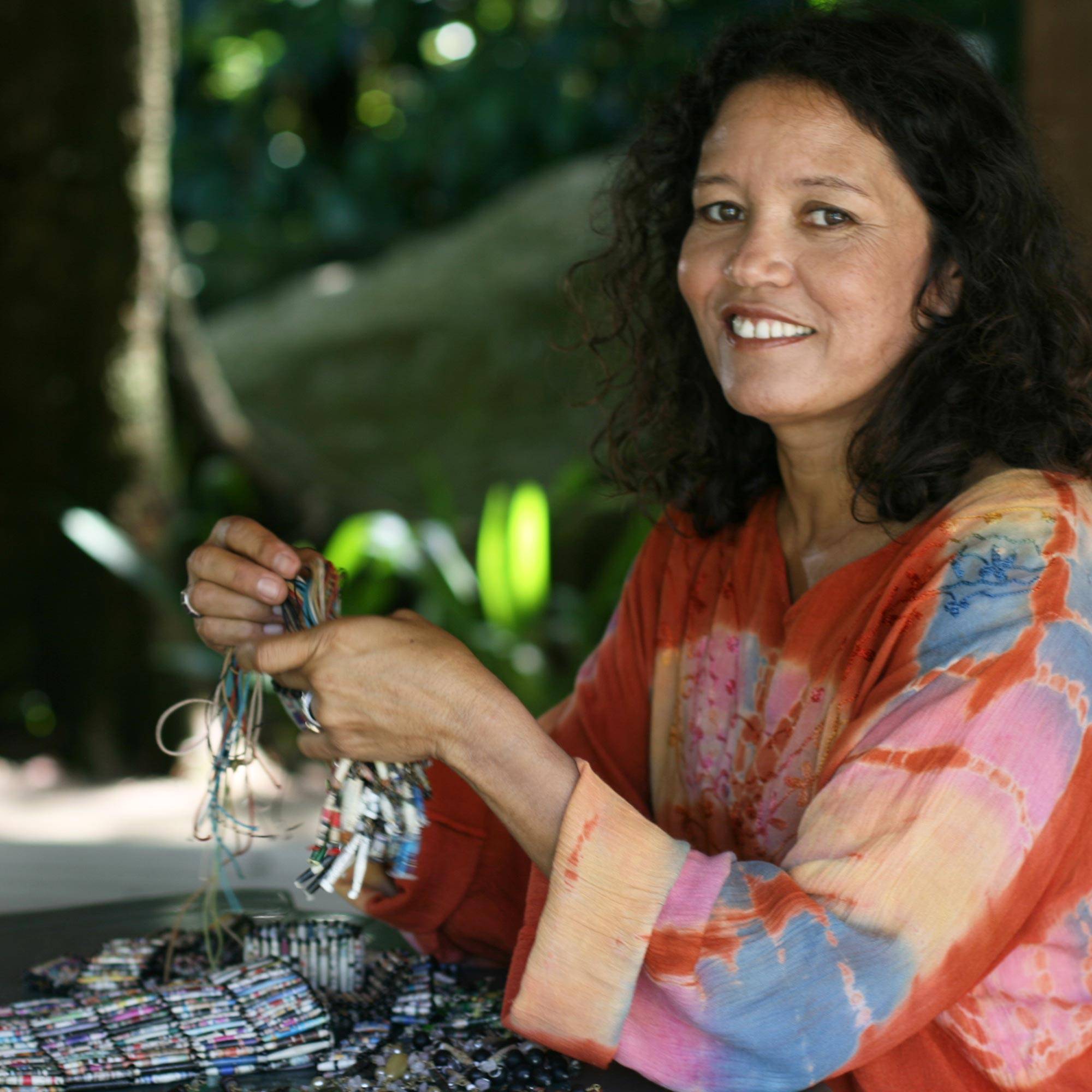 Woman making jewelry
