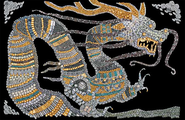 Dragon Collage with Thousands of Beads