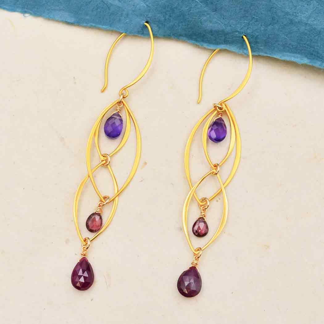 Gold Cascade design earrings