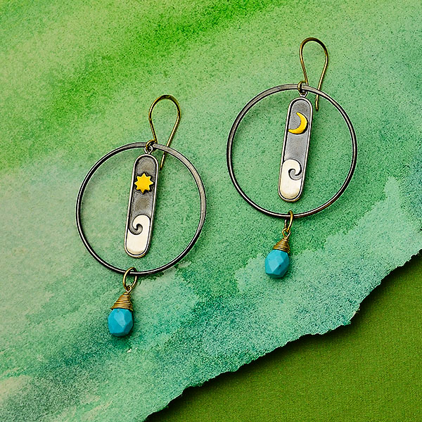Sun and Moon Wave earrings design idea