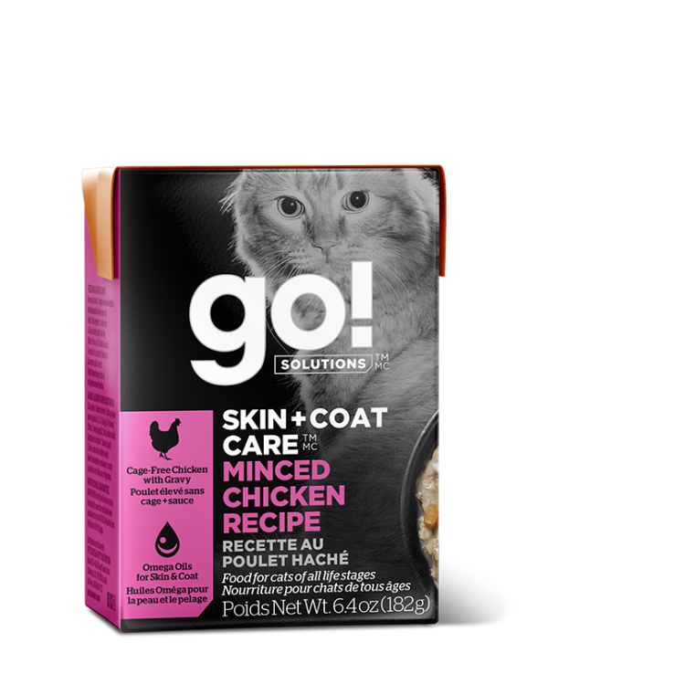 GO! Cat SKIN+COAT Minced Chicken Tetra 24/181g Maddies Natural Pet