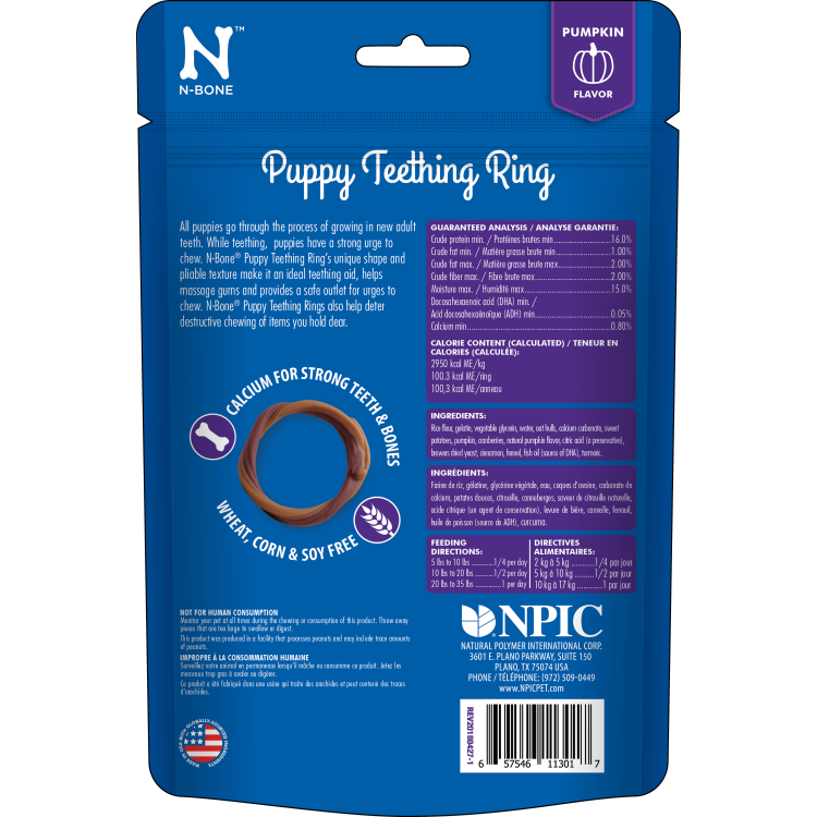 N-BONE Puppy Teething Ring Pumpkin Flavor 6pk 204g