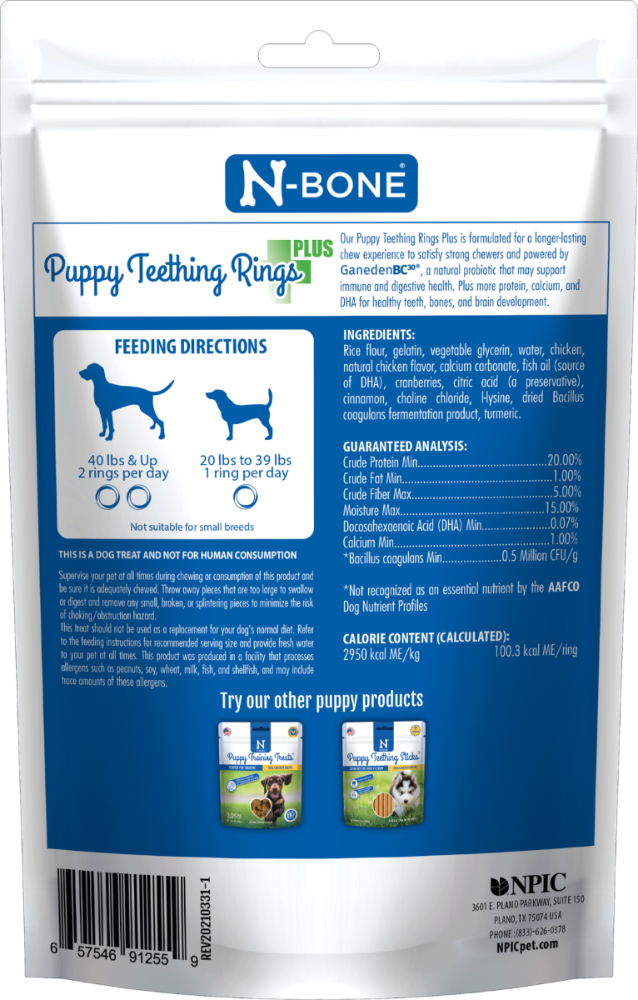 N-BONE Puppy Teething Rings Plus Chicken Flavor  7ct/238g
