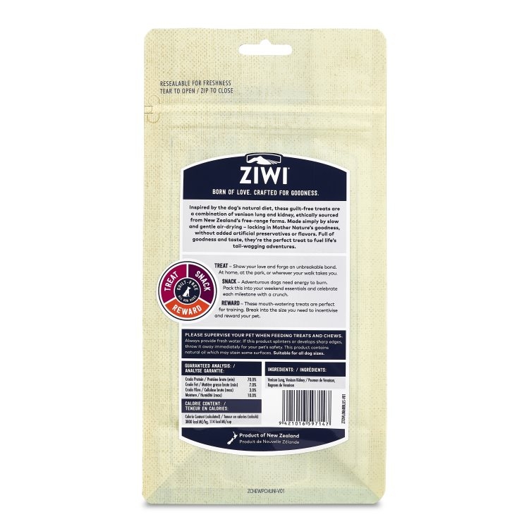 ZIWI Peak Chews Range Dog Venison Lung and Kidney 60g
