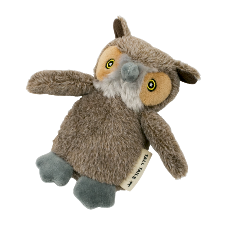 TALL TAILS Plush Owl Squeaker Toy 5"