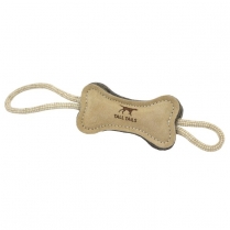 TALL TAILS 16" Natural Leather & Wool Bone Tug Toy