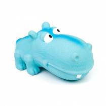BUDZ Latex Dog Toy Big Snout Hippopotamus Squeaker 7" BLUE