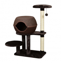 BUDZ Cat Tree 3 Levels with Hiding Place BROWN 23"x15"x38"