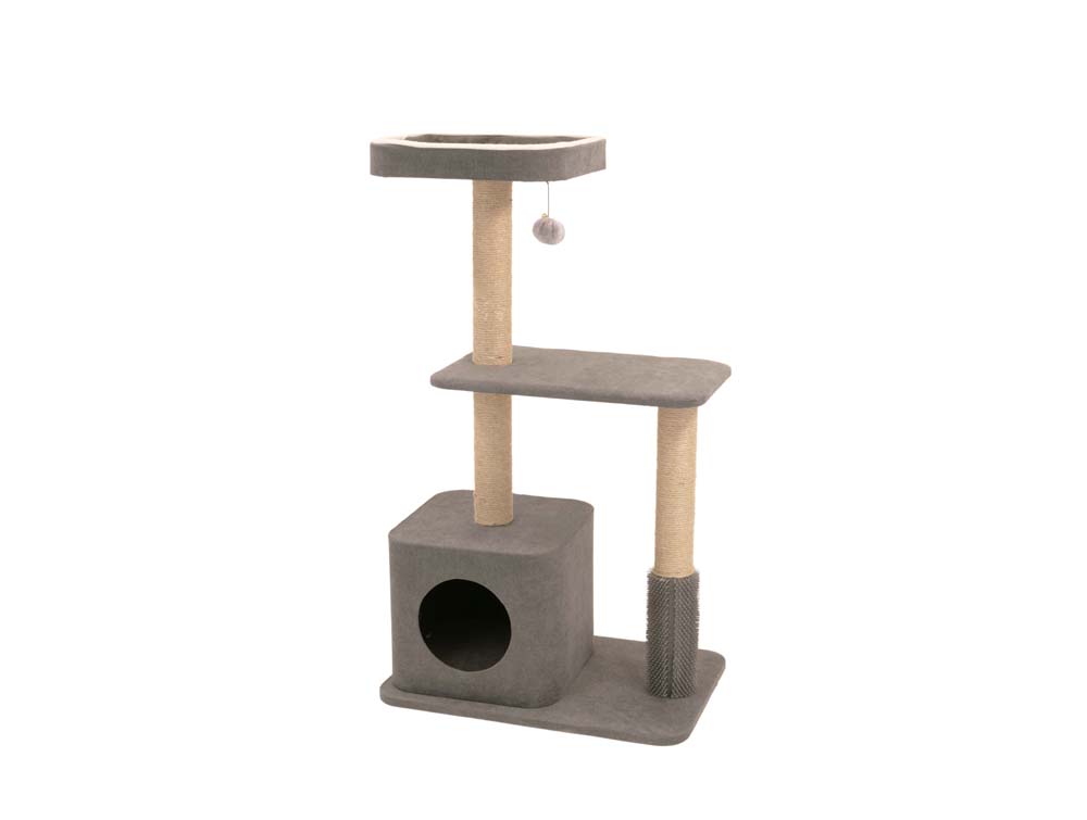 BUDZ Cat Tree Soho Medium with Condo GREY 23.5 x15.7 x40.4 Maddies Natural Pet Products