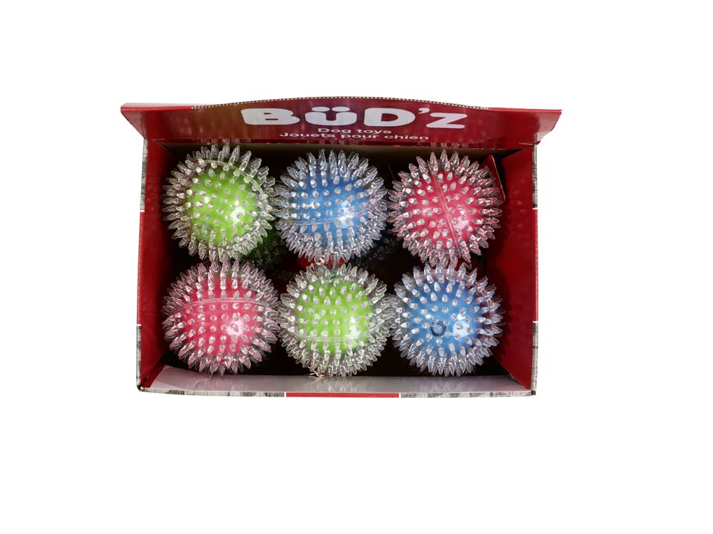 BUDZ Rubber Display Transparent Balls wSPIKES 3 COLORS 12ct