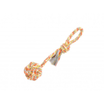 BUDZ Dog Toy Rope Monkeys Fist wSTEMNLoop ORANGE-YELLOW 15"