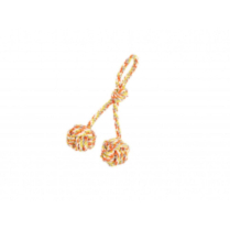 BUDZ Dog Toy Rope Dble MonkeyFist wLoop ORANGE-YELLOW 15.5"