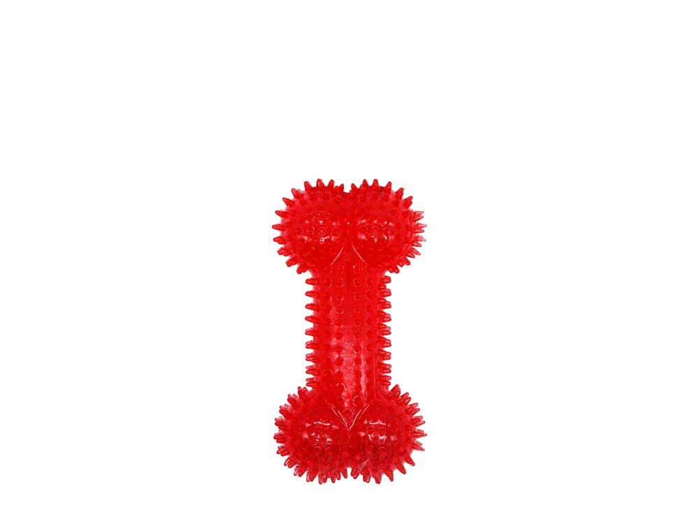 BUDZ Rubber Dog Toy SPIKED BONE RED