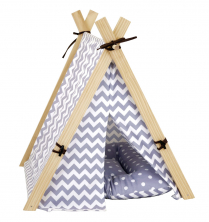 BUDZ Camping Style Tent Gray-White Herringbone 23x21x25IN