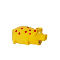 BUDZ Latex Dog Toy Spotted Pig Squeaker 8" YELLOW