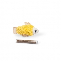 BUDZ Yellow Fish Cat Toy With Catnip Pocket and 1 Tube 4.5"