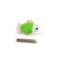 BUDZ Green Fish Cat Toy With Catnip Pocket - 1 Tube 4.5"