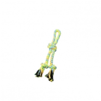 BUDZ Dog Toy Rope Double w/ 3 Knots Green and Yellow 11.5''