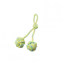 BUDZ Dog Toy Rope Dble Monkey Fist,Loop Green-Yellow 15.5''