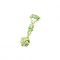 BUDZ Dog Toy Rope Monkey Fist w/Handle Green-Yellow 13.5''