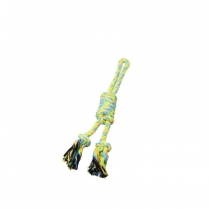 BUDZ Dog Toy Rope DoubleLoop,Noose Knot Green-Yellow 13.5''