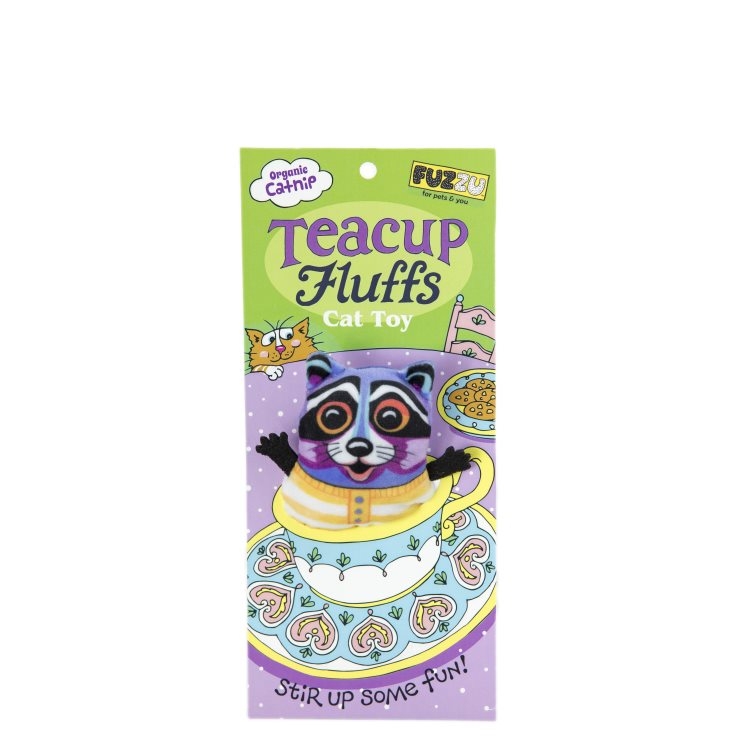 FUZZU Tea Cup Fluffs Racoon Cat Toy