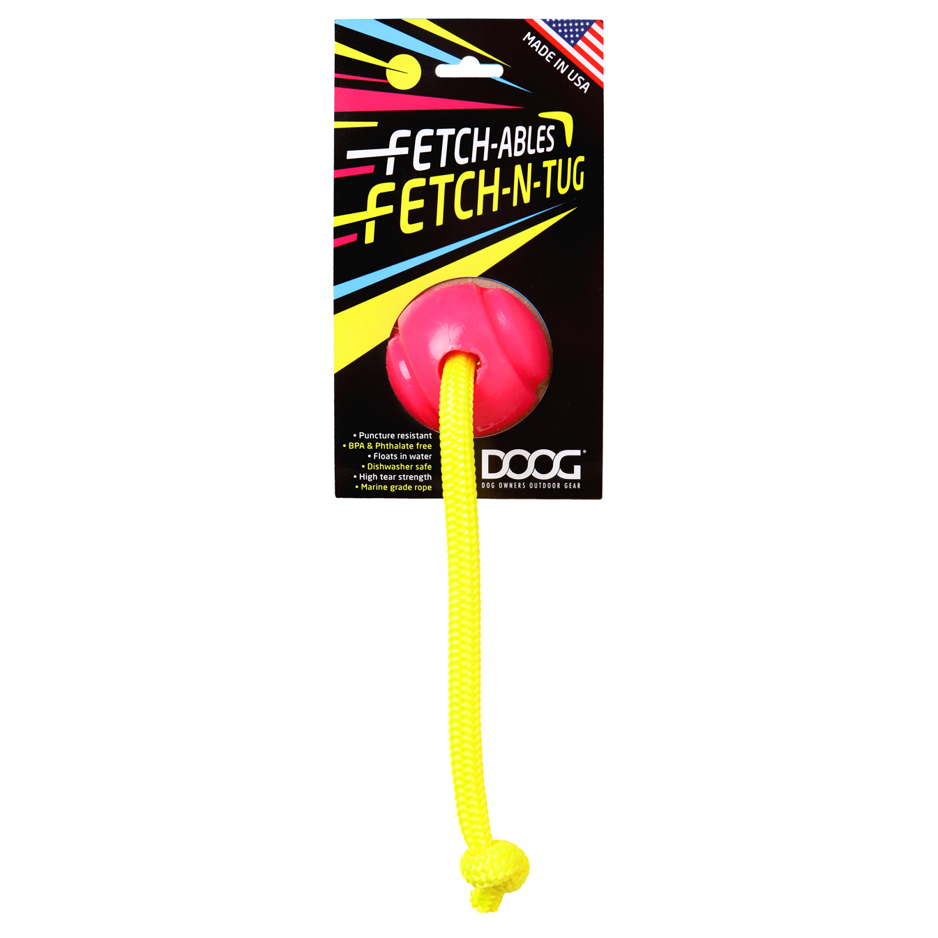 DOOG Fetchable Ball and Rope Pink
