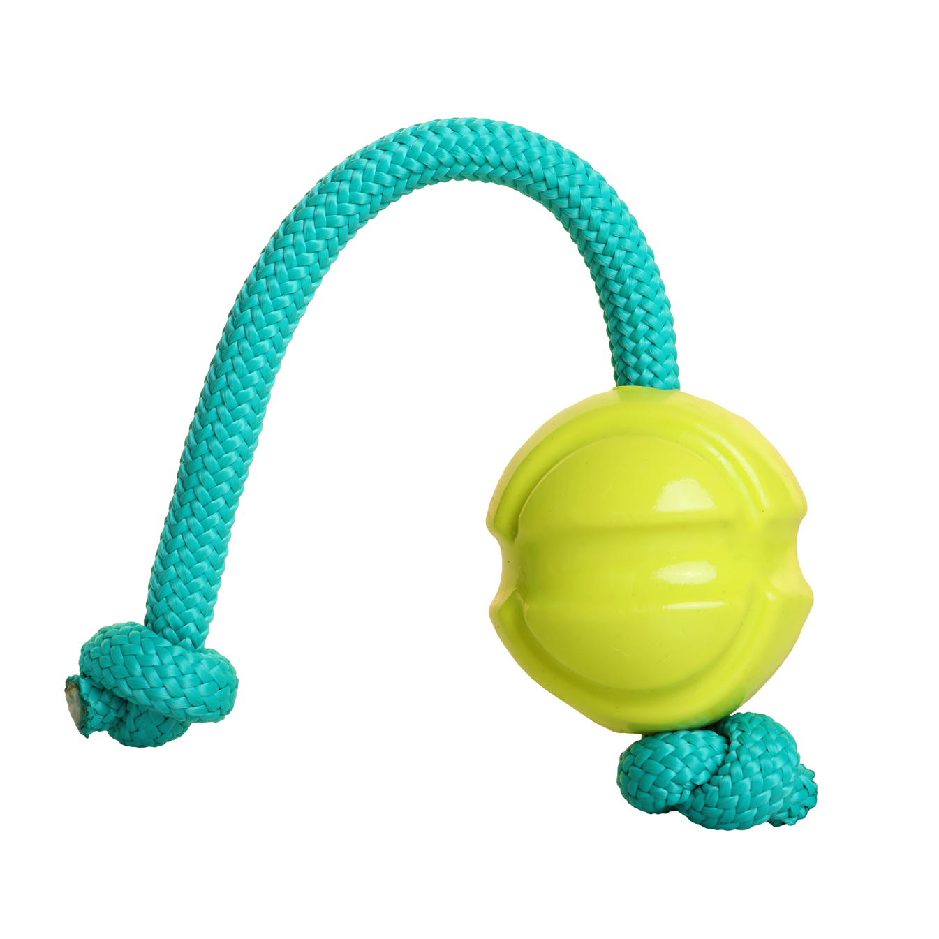 DOOG Fetchable Ball and Rope  Yellow