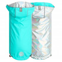 GF PET  Reversible Raincoat - NEON AQUA WITH IRIDESCENT - S