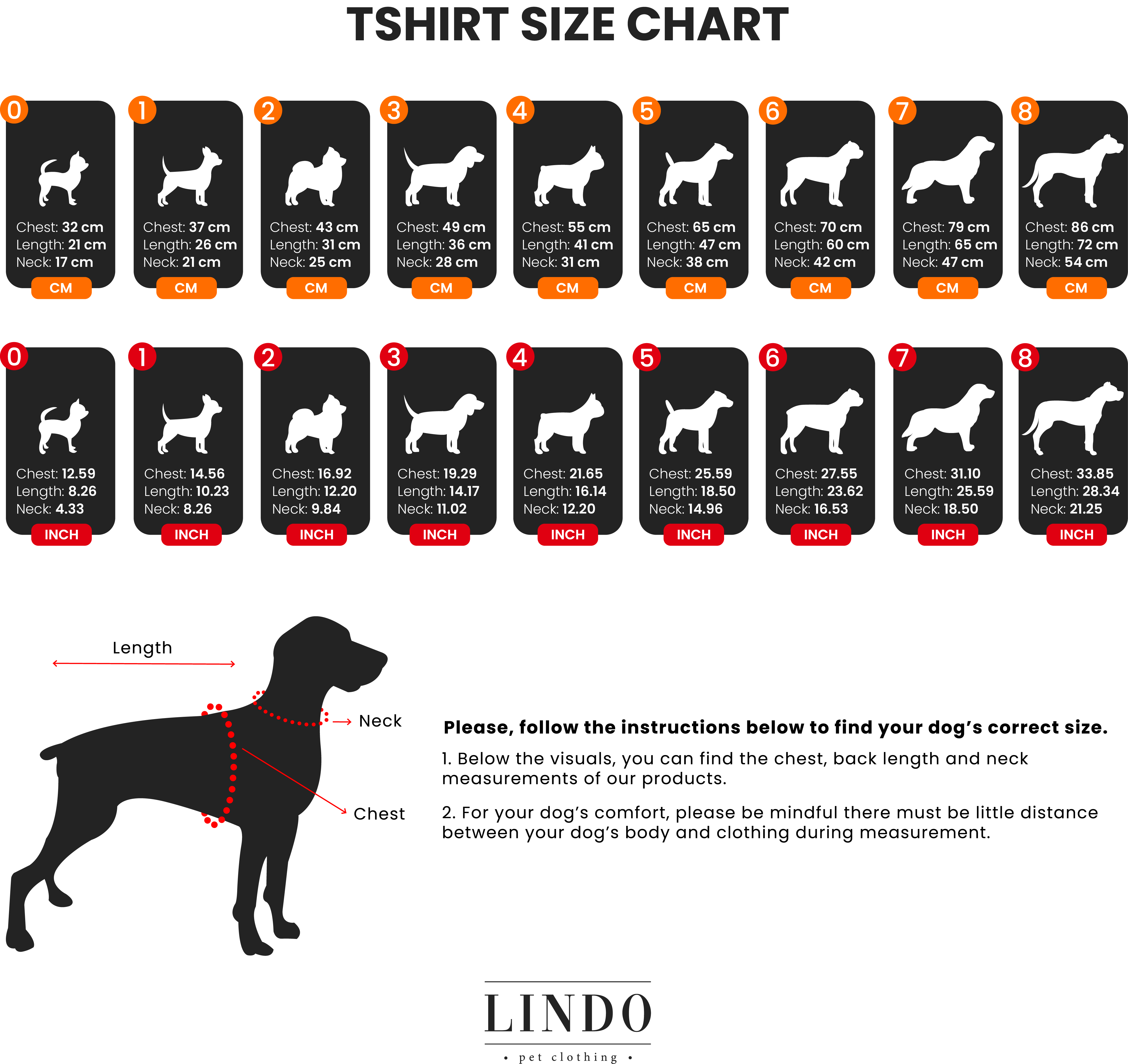Lindodogs Sizing Charts