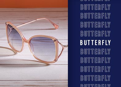 butterfly shaped prescription glasses and sunglasses