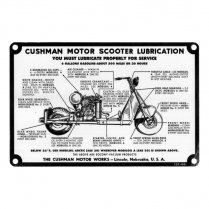 Under Seat Metal Plate Lube Chart - 50 Series - 1946-48 Cushman Scooter 