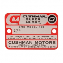 Engine Name Plate - OMC - 1962-63 Cushman Scooter 
