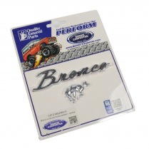 Bronco Script & Horse Emblem Set - Universal - Peel & Stick Application - Chrome - 1966-96 Ford Bronco, 2021-22 Ford Bronco