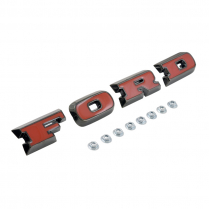 FORD Grille Letters - Black Chrome with Red Insert - 1966-77 Ford Bronco