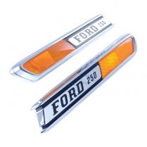 Hood Side Emblems - "FORD 250" - 1968-72 Ford Truck