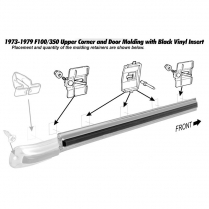Upper Door Molding - Right Hand - 1973-79 Ford Truck, 1978-79 Ford Bronco