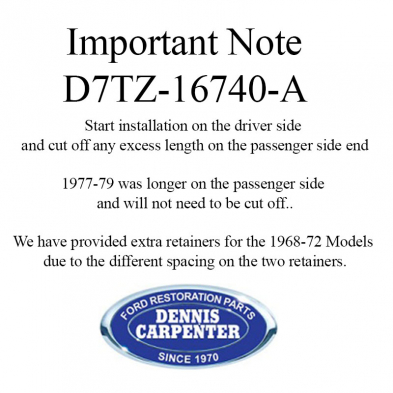 1952-1954 Ford Hood To Cowl Seal – Rubber Lacing, Carpenter BA-16740-B, USA Made