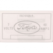Decal - Voltage Regulator - 1952-54 Ford Truck, 1952-54 Ford Car  