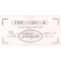 Decal - Starter - 1956-57 Ford Truck, 1956-57 Ford Car  