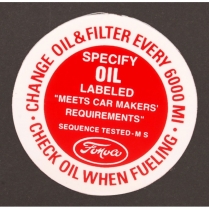 Decal - Oil Cap - 1960-65 Ford Truck, 1960-66 Ford Car  