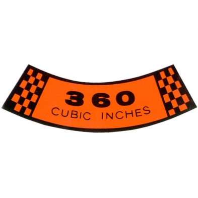 360 CID Air Cleaner decal.  Orange & black.