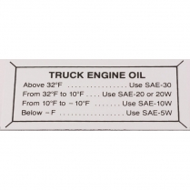 Decal - Glove Box - Engine Oil - 1953-56 Ford Truck    