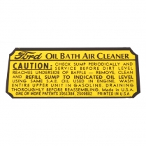 Decal - Air Cleaner Oil Bath Service Instructions - 1939-40 Ford Truck, 1939-40 Ford Car  