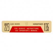 Decal - Air Cleaner - 223/135 H.P. - 1961-64 Ford Truck    