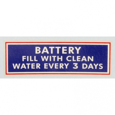 Decal- Battery Fill with Clean Water - 1939-52 Ford Tractor