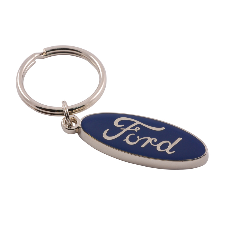 FORD BRONCO KEYCHAIN BLUE OVAL KEY CHAIN RING 