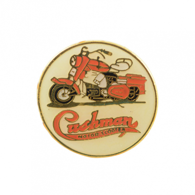 Lapel Pin - Red - Silver Eagle - 1936-65 Cushman Scooter front view